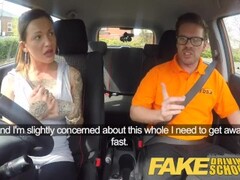 Fake Driving School Messy creampie advanced lesson for tattooed thot Thumb