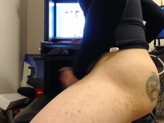 Foxy Femboy Jerks Off to Porn With an E-Stim Plug in Their Ass Thumb